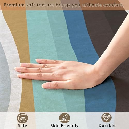 Tapis poils courts lavable moderne 100x150 cm à ondulation géométrique - 8