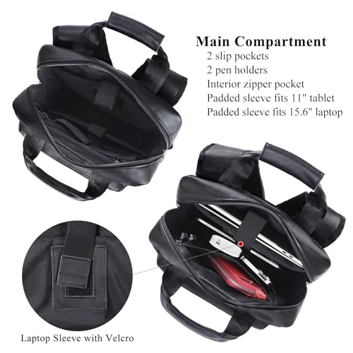 Image of Masa Kawa Leather 15.6 inch Laptop Backpack for Men Work Travel College Daypack