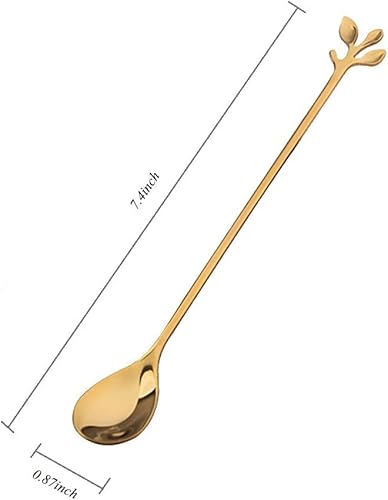 Miniatura 2 de Cucharas de té doradas de mango largo de 7.4 pulgadas, cucharas de café, cucharas de café de acero inoxidable para mezclar batidos y bebidas frías