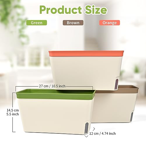 Fuyuleyo Self Watering Plant Pots 27CM, Set of 3 Rectangular Windowsill Herb Planter Box with Visual Water Level Window - Image 2