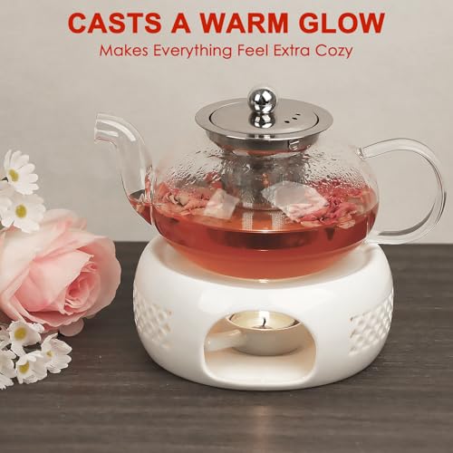 KAYCROWN Teapot Warmer, Ceramic Tea Warmer with Tealight Holder, Teapot Heater for Heating Tea, Coffee, Milk, Tea Light Warmer, Suitable for All Teapots by KAYCROWN - Image 5