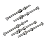 uxcell 六角ボルトキット ナットとワッシャー付き アソートメントキット 304ステンレス鋼 M6x100mm 5個入り