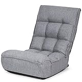 Giantex Gaming Chair Floor, Floor Chairs for Adults with 4-Position Adjustable Back, 6-Position Adjustable Headrest, Side Pocket, No Assembly Required, Banana Chair, Folding Floor Gaming Chair, Gray