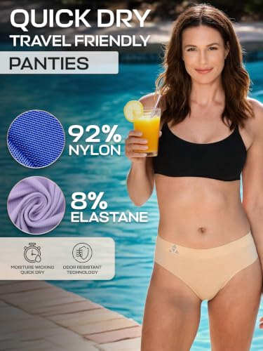 Image of Balanced Tech Moisture Wicking Underwear for Women, Seamless Workout Hipster Brief Bikini Panties