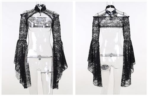 Image of Gothic Bolero Shrug Tops Women Goth Bell Long Sleeve Crop Top