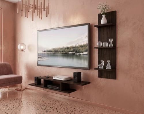 Image of 48 Inches Tailed Broad Base Tv Cabinet Floating Shelves for Wall Set,Wall Mounted Shelf for Living Room, Bedroom, Outdoor,Gallery,Stairs (Tv Cabinet)