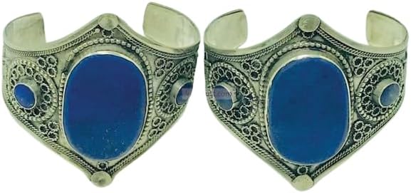 Lapis Lazuli Stone Handmade Cuff Bracelet, Kuchi Boho Cuff Bracelet, Ethnic Statement Cuff, Lapis Jewelry