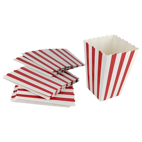 IHYjinchoo 20 Pcs Mini Red & White Striped Popcorn Boxes - Bulk Paper Popcorn Containers for Movie Nights, Carnival Parties, and Snack Favors (20)