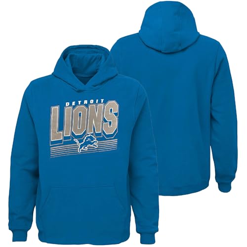 Outerstuff NFL Kids Youth 8-20 Tailgate Team Color Primary Logo Pullover Sweatshirt Hoodie (10-12, Detroit Lions)
