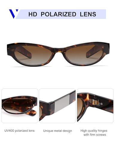 Image of VANLINKER Retro Cat Eye Polarized Sunglasses for Women Men Small 90s Style Trendy Vintage Narrow Wing Frame VL9799