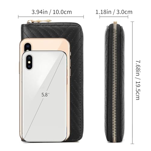 GAEKEAO Wallet for Women Embroidered Wallets Clutch RFID Blocking Leather Large Capacity Credit Card Holder Ladies Purses with Zipper Coins Pocket4