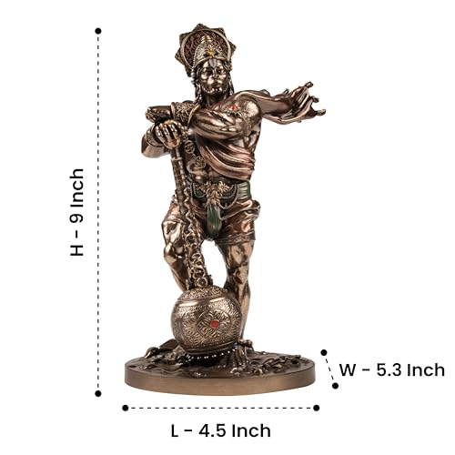 Image of Artarium Bahubali Panchmukhi Hanuman Idol for Home & Pooja (9 Inch), Cold Cast Bronze Bajrang Bali Hanuman Ji Murti, Pavan Putra Decorative Showpiece for Mandir, Office & Spiritual Decor