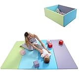 Babify Parque de Bebés Convertible Soft - Color azul/verde/morado