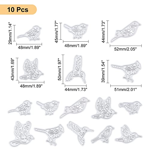 GLOBLELAND 10pcs Metal Bird Cutting Dies Stencils for DIY Scrapbooking Album Decorative Wedding Invitation Card Making