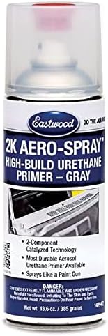 2K Urethane Gray Primer | AeroSpray Catalyzed Technology | High Build Durable Aerosol | Works on Painted or Epoxy Primed Surfaces | Paint Prep | 10-16 Sq Ft Coverage | 13.6 oz