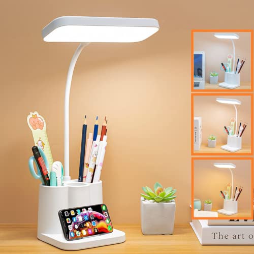 Flexo LED de Escritorio Antifatiga Ocular – Lámpara con 3 Modos de Luz y 8 Niveles de Brillo Regulable, Plegable con Cuello de Cisne 360° para Estudio, Oficina y Lectura