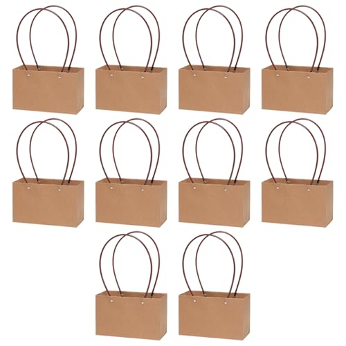 Lot de 10 sacs de fleurs en papier kraft avec poignée pour bouquet de Thanksgiving et mariage