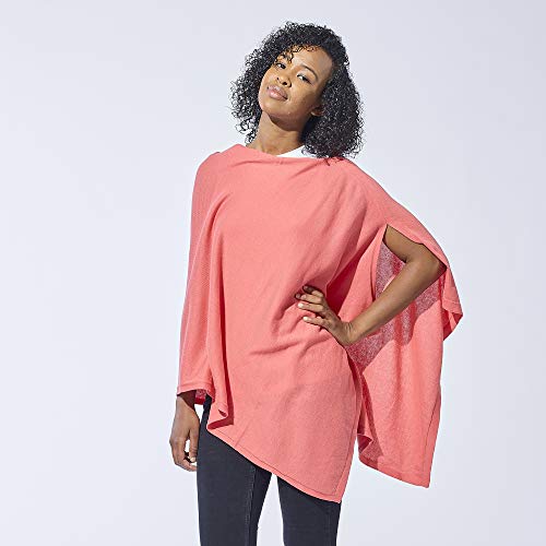 Image of Hadley Wren Women's Classic Colorblock Everyday Cotton Poncho, Black Solid Solid