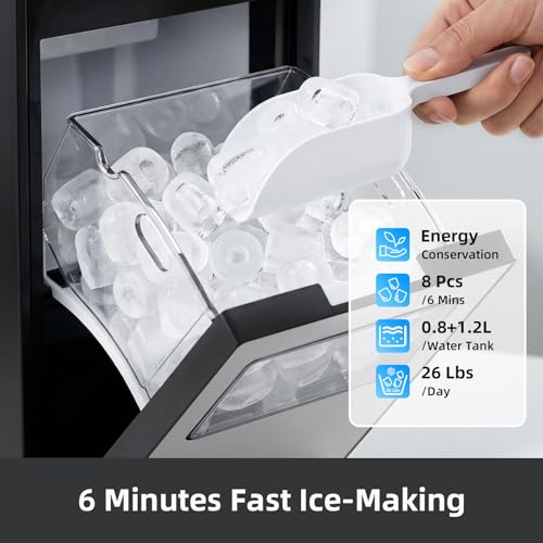 Image of Antarctic Star Ice Maker, Portable Ice Machine with Self-Cleaning Function, 8 Cubes in 6 Mins Fast Countertop Ice Making, Compact Ice Cube Maker for Home, Kitchen, RV, Travel, Steel