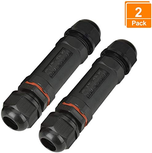 Kabelverbinder, 2er-Pack, wasserdicht IP68, Verbindungsbox, Verbindungsmuffe für Ø1-13 mm Kabeldurchmesser, Kunststoff, Schwarz