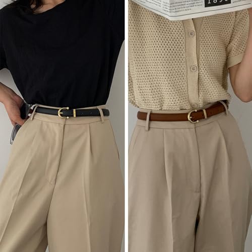 Women's Vintage Stretch Belt, Adjustable Skinny Belt, Leather and Elastic, Suitable for Various Clothes2