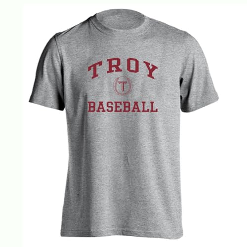 Troy Trojans Baseball T-Shirt – Officially Licensed Gameday Collection Troy University Baseball Diamond Fan Shirt – Athletic Heather – Size Medium