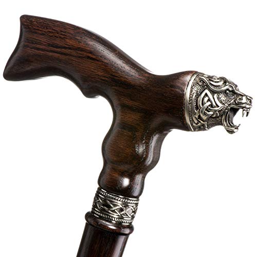 Unique Wooden Walking Cane for Men - Celtic Bear - Fancy Wood Canes