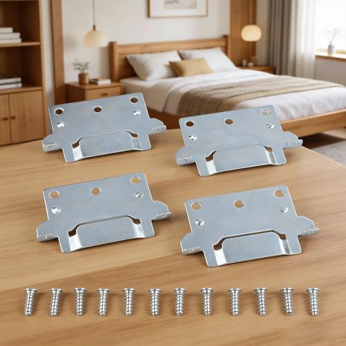 Lagomloot Paquete de 4 placas de montaje 116791, soporte de marco de cama de acero galvanizado compatible con Hemnes para Malm Brimnes, kit de reparación para muebles con tornillos