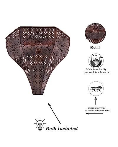 Image of Homesake 40 watts Vintage Moroccan Wall Lamp, Decorations for Home, Home Decor Item, (Antique Copper)