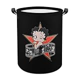 ランドリーバスケット ベティちゃん 洗濯かご バスケット 収納ボックス 洗濯物入れ 収納袋 折り畳み 丸型 大容量 撥水