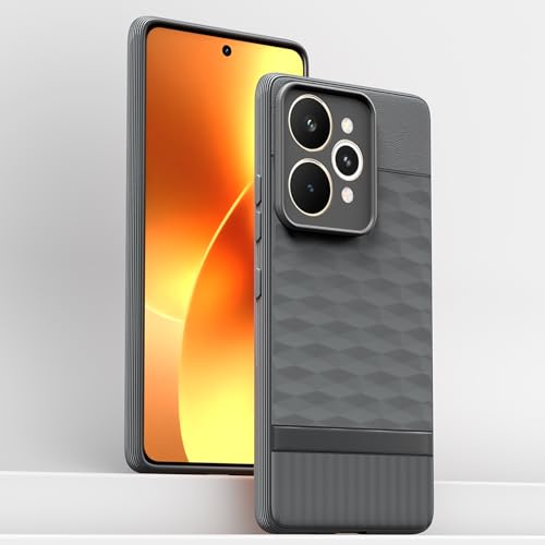 Image of Pikkme Back Cover for Realme 15 5G Camera Protection 3D Hexa Cube Design Silicone Protective Bumper Case (Grey)