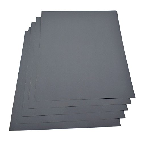 Lot de 5 feuilles de papier abrasif imperméable 230 x 280 mm - Grain 1500 humide/sec en carbure de silicium Cover