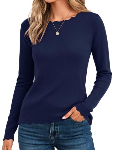 Image of GRACE KARIN Fall Sweaters for Women 2026 Long Sleeve Crewneck Business Casual Tops High Stretchy Knit Fitted Pullover Sweater