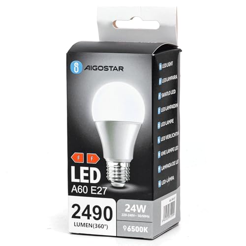 Blendend Bombilla LED A60 E27 24W 6500K, alta luminosidad, eficiencia energética; ideal para iluminación en hogares y oficinas.