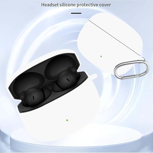 Image of Anvique Silicone Case Cover for Oneplus Nord Buds 4 Pro, Scratch Resistance, Shock Absorption, with Premium Carabiner (White R)