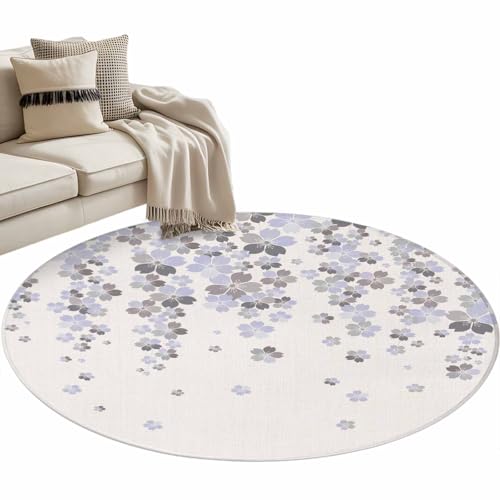 Spring Floral Round Area Rug 4 ft Japanese Watercolor Cherry