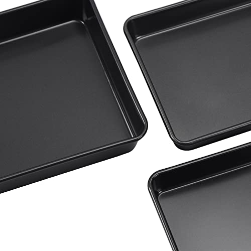 Camofoxin Nonstick Roasting Pan, Deep Baking Pan Set, Large Cake Pan Sets For Oven, 3-Piece Brownie Pan （Black） #TOP4