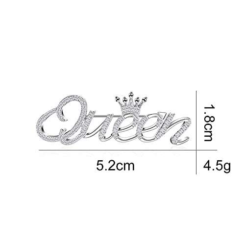 Image of Letter inchQueen inch Brooch Pin Corsage, Sweater Dress Shawl Elegant Jewelry Accessory Decor for Wedding Birthday Party Christmas Gift