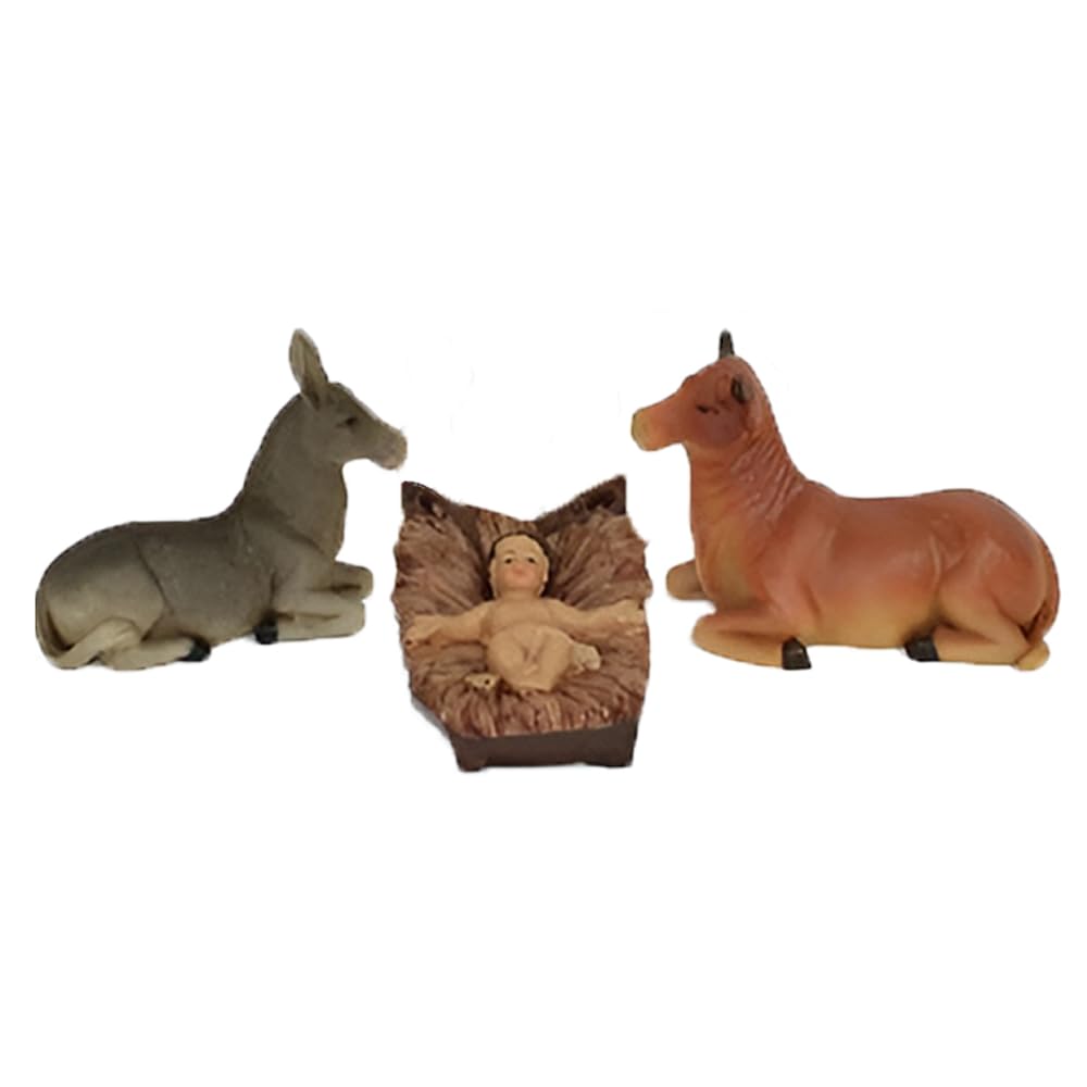 Statuine per Presepe Natività Completa 8 Pezzi Altezza Max 11 cm Sacra Famiglia con Giuseppe maria bambinello gesu' in culla bue asinello Re magi