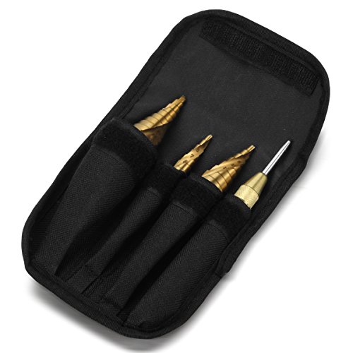 Qibaok Step Drill Bit Set With Automatic Center Punch, 3 Pcs Hss Titanium Hex Shank Step Cone Drill Bits For Plastic, Wood, Aluminum, Metal Sheet, Metric 4-12/4-20/4-32Mm #TOP6