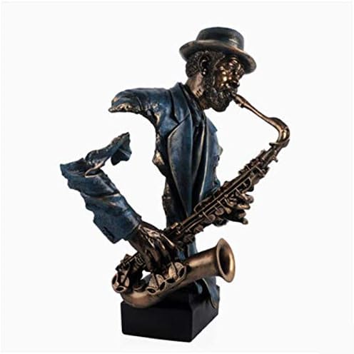 Statues Sculpture Figurines Statuettes,Creative Modern Resin Blue Music Saxophone Musician Bust Figure Figurine Sculpture Collectible,Ornaments Desktop Crafts Art Décor Statuettes For Indoor Living