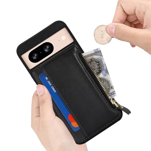 Image of Cavor for Google Pixel 8 Case Wallet with Card Holder, Black