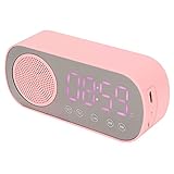 Digital Alarm Clock, HiFi LED Mirror Screen Alarm Clock, Playback Speaker Dual Alarm Clock Radio, TF Card, FM, Portable Electronic Clock for Reading, Travel