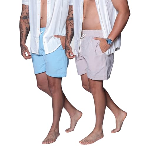 Kit 2 Bermuda Short Linho Masculina Mauricinho Curto Bolso Faca Diversas Cores (BR, Alfa, M, Regular