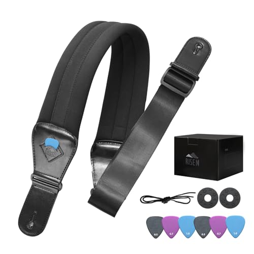 RISEN LIFE - Correas de guitarra para bajo eléctrico, correa de neopreno acolchada de 3 pulgadas de...