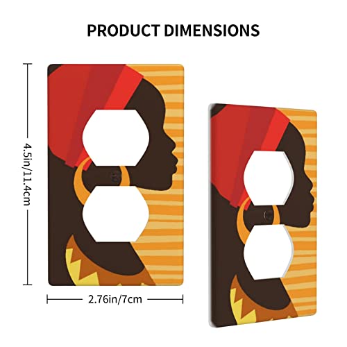 African Girls Duplex Electrical Outlet Covers And Decorative Light Switch Plates 1 Gang Device Receptacle Black Women Wall Plate For Bathroom Living Room Decor #TOP3