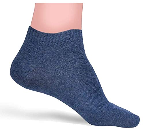 Image of MorivaHomes Men's Cotton Solid Ankle Socks Formal and Casual Free Size Pack of 6 Different (Multiple) Color Black Blue Grey Dark Black Dark Blue Dark Grey