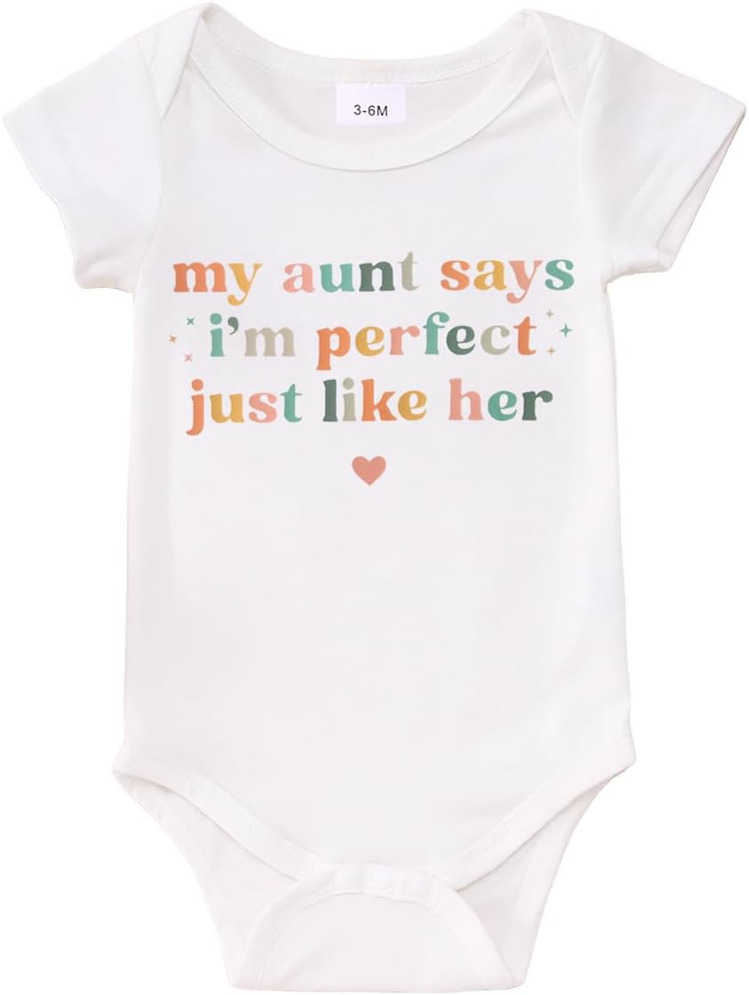 Ritatte Newborn Baby Girl Boy Onesie Infant Auntie's Lil' Dude Bodysuit Romper Unisex Funny Cute Aunt One-Piece Clothes 0-18M