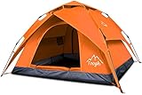 Toogh 3/4 Person/6 Person Camping Tent with 1 Door, 4 Windows, and Upgraded Ventilation –Instant Setup, Weatherproof, 8'x 8'x 67''Oxford Fabric Floor, Includes Rainfly and Backpack for Family Camping