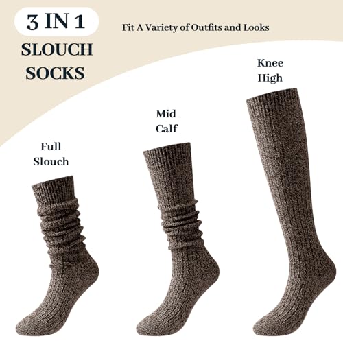 Image of Pleneal Slouchy Socks for Women Long Scrunch Sock Chunky Knit Boot Socks